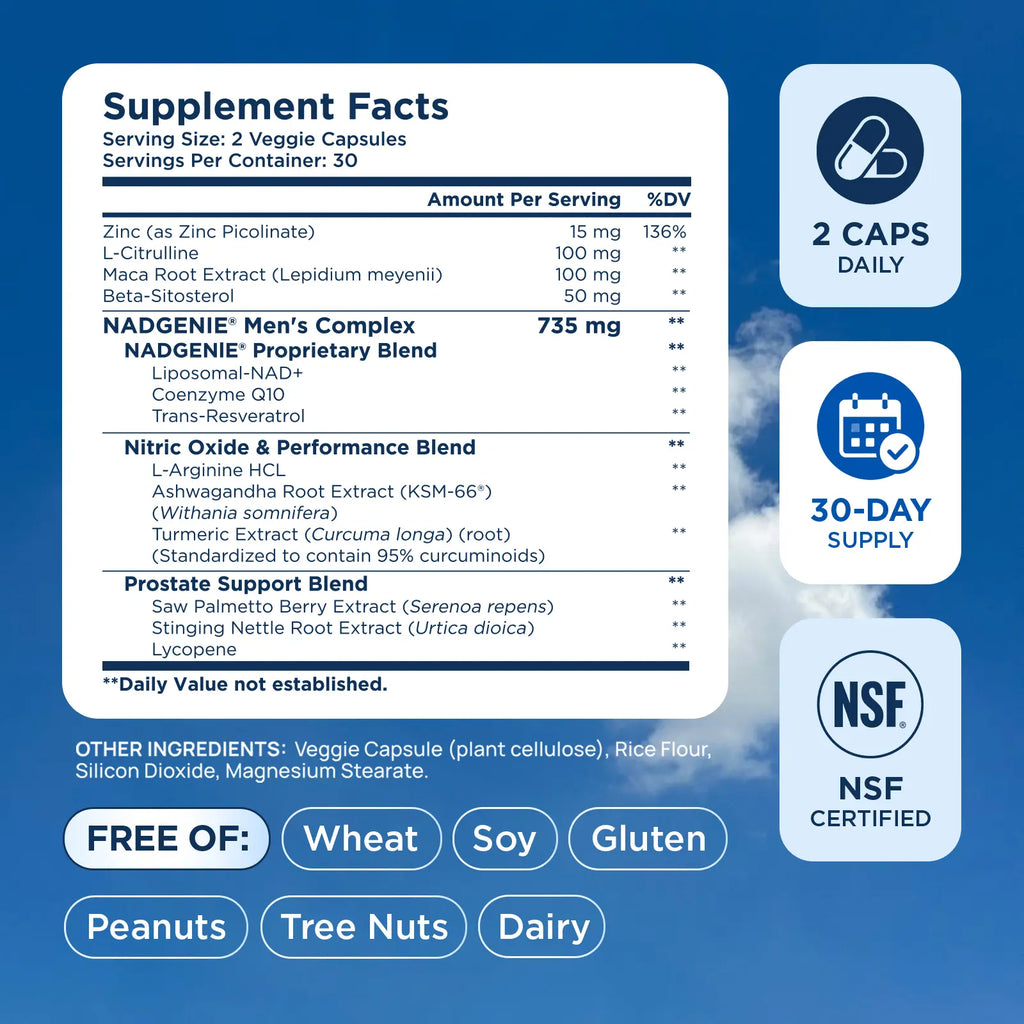 Selerb NAD+ Supplement for Men with NMN - Liposomal Complex with Trans-Resveratrol, Coq10, Maca & Ashwagandha - Supports Cellular Renewal, Energy & Performance - 60 Capsules Dietary Healthcare Vitamins