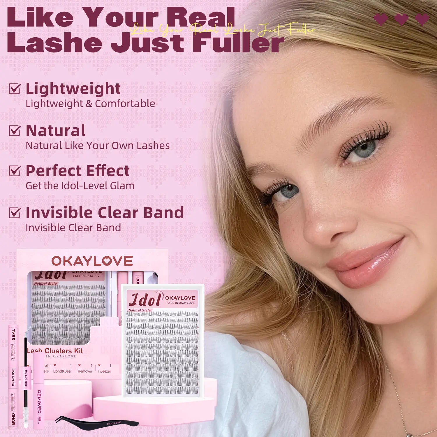 OKAYLOVE Idol | Brown Idol Lash Clusters Kit | D Curl Wispy Lash Extension Kit | Look like Real Lashes DIY Eyelash at Home for Natural Makeup Girl Gifts #Summervibes Dealsforyoudays