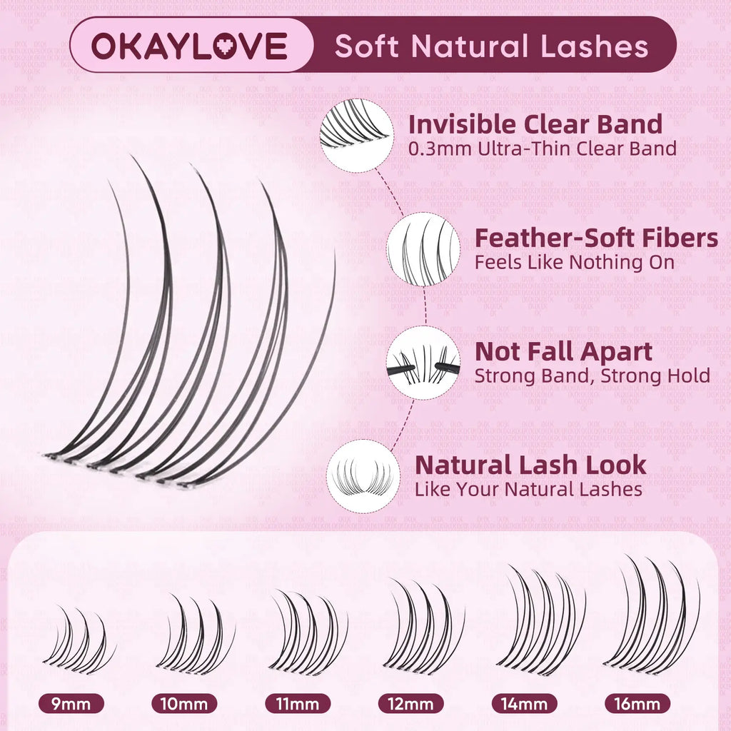 OKAYLOVE Idol | Brown Idol Lash Clusters Kit | D Curl Wispy Lash Extension Kit | Look like Real Lashes DIY Eyelash at Home for Natural Makeup Girl Gifts #Summervibes Dealsforyoudays