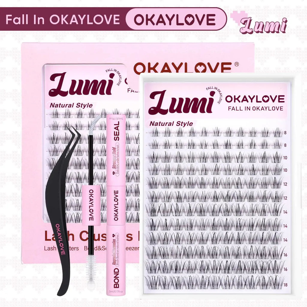 OKAYLOVE Idol | Brown Idol Lash Clusters Kit | D Curl Wispy Lash Extension Kit | Look like Real Lashes DIY Eyelash at Home for Natural Makeup Girl Gifts #Summervibes Dealsforyoudays