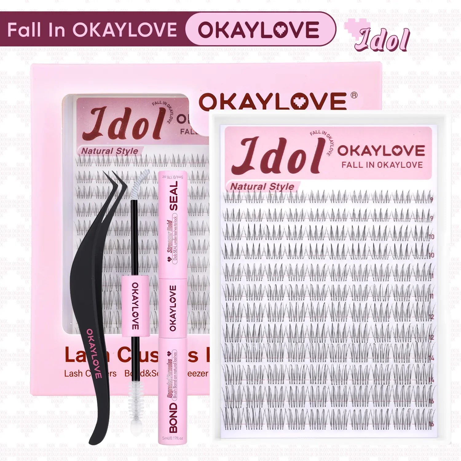 OKAYLOVE Idol | Brown Idol Lash Clusters Kit | D Curl Wispy Lash Extension Kit | Look like Real Lashes DIY Eyelash at Home for Natural Makeup Girl Gifts #Summervibes Dealsforyoudays