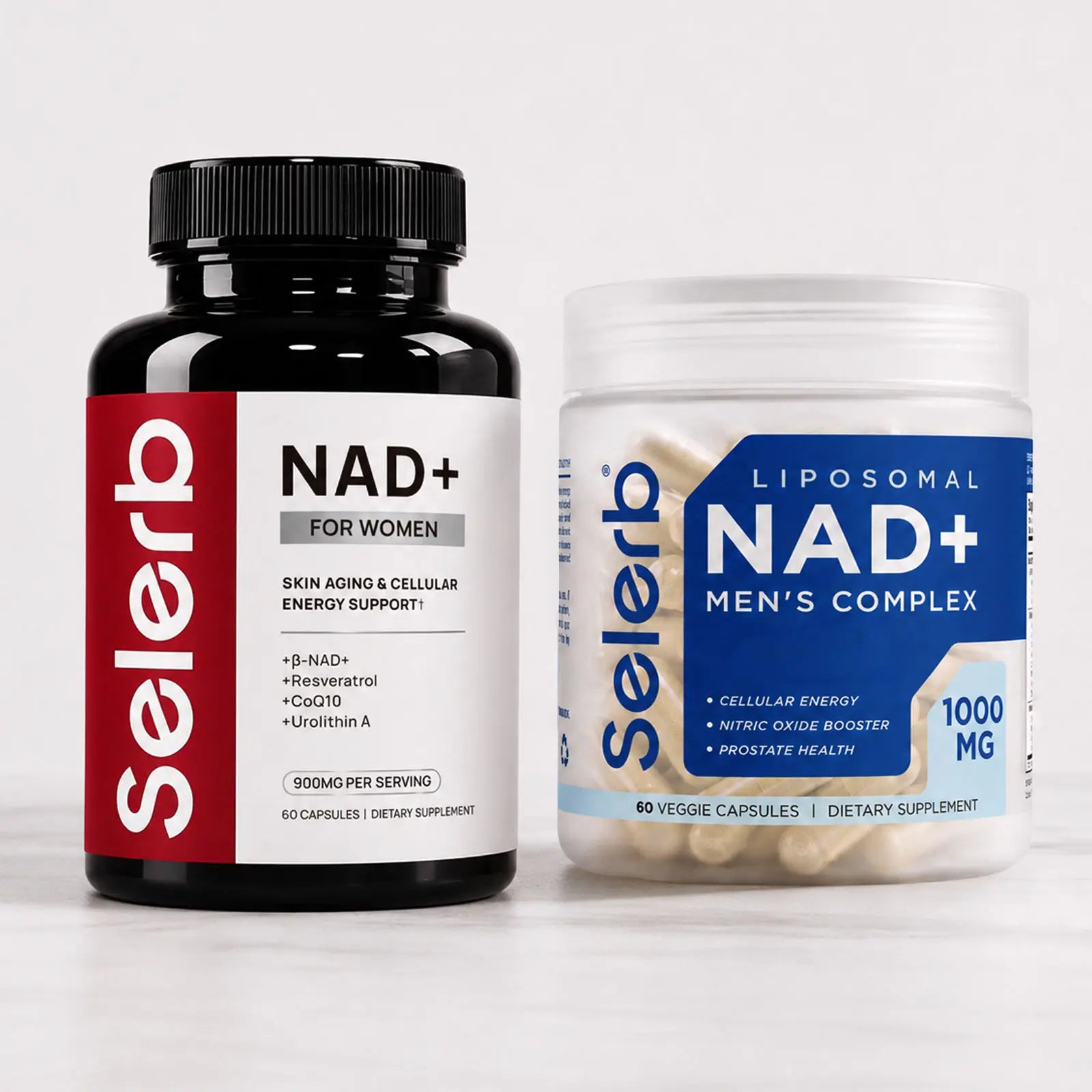 Selerb NAD+ Supplement for Men with NMN - Liposomal Complex with Trans-Resveratrol, Coq10, Maca & Ashwagandha - Supports Cellular Renewal, Energy & Performance - 60 Capsules Dietary Healthcare Vitamins