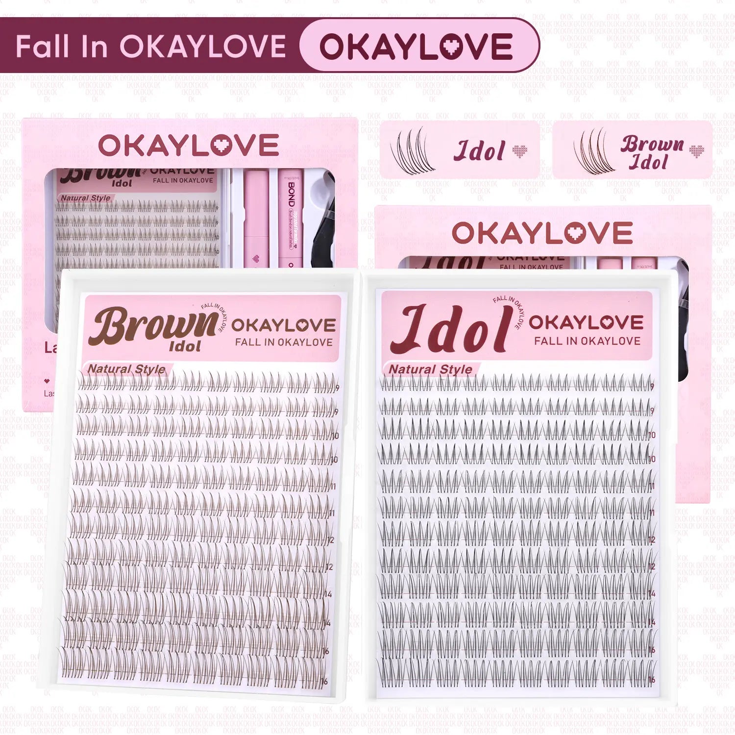 OKAYLOVE Idol | Brown Idol Lash Clusters Kit | D Curl Wispy Lash Extension Kit | Look like Real Lashes DIY Eyelash at Home for Natural Makeup Girl Gifts #Summervibes Dealsforyoudays