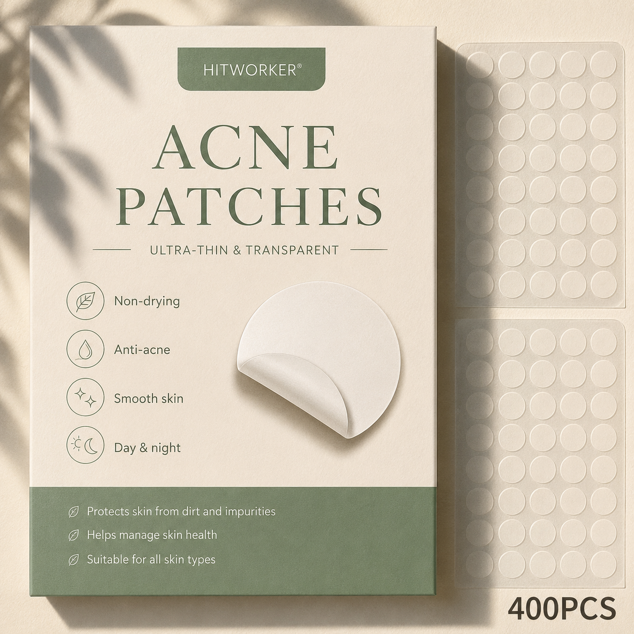 40 Pc Hydrocolloid Acne Patches per Box Alcohol-Free Gentle Non-Irritating Blemish Covering Sticker for Pimples