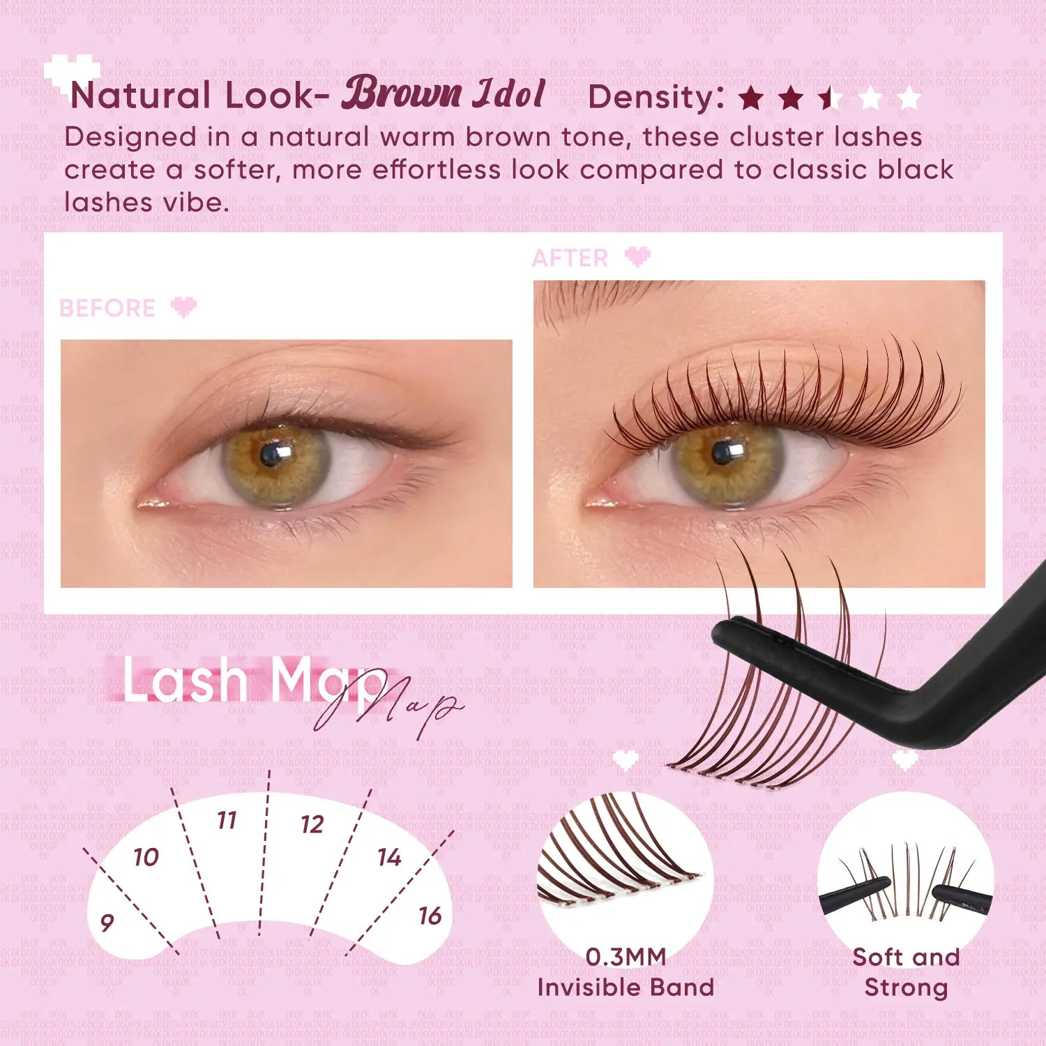 OKAYLOVE Idol | Brown Idol Lash Clusters Kit | D Curl Wispy Lash Extension Kit | Look like Real Lashes DIY Eyelash at Home for Natural Makeup Girl Gifts #Summervibes Dealsforyoudays