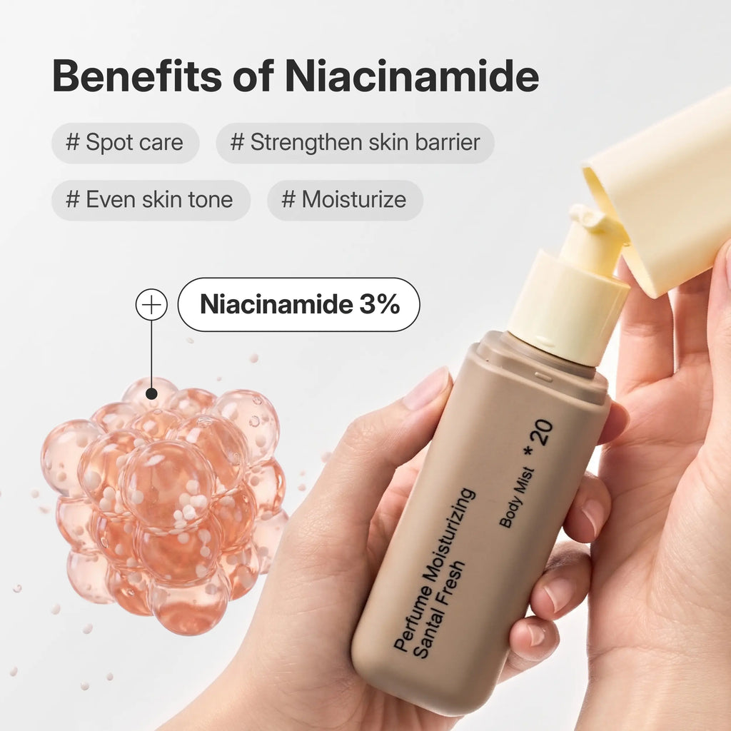 [Hetras] Perfume Body Mist | Moisturizing Niacinamide Body Spray | Body Glow, Smooth Skin | for Texture & Uneven Skin Tone | Instantly Refreshes Your Skin | Korean Skincare, 4.06 Fl.Oz