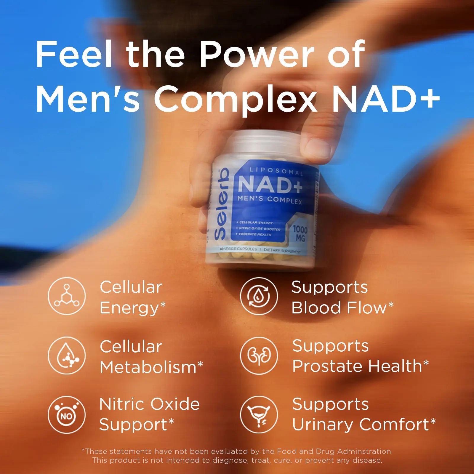 Selerb NAD+ Supplement for Men with NMN - Liposomal Complex with Trans-Resveratrol, Coq10, Maca & Ashwagandha - Supports Cellular Renewal, Energy & Performance - 60 Capsules Dietary Healthcare Vitamins