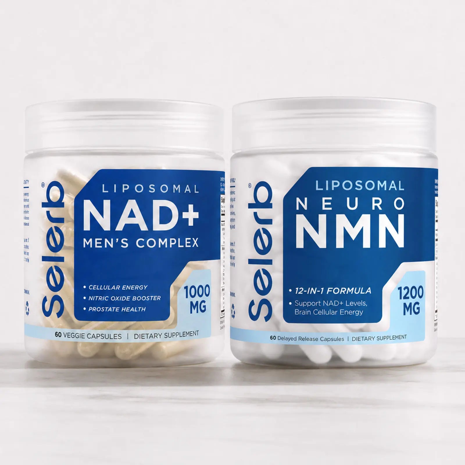 Selerb NAD+ Supplement for Men with NMN - Liposomal Complex with Trans-Resveratrol, Coq10, Maca & Ashwagandha - Supports Cellular Renewal, Energy & Performance - 60 Capsules Dietary Healthcare Vitamins