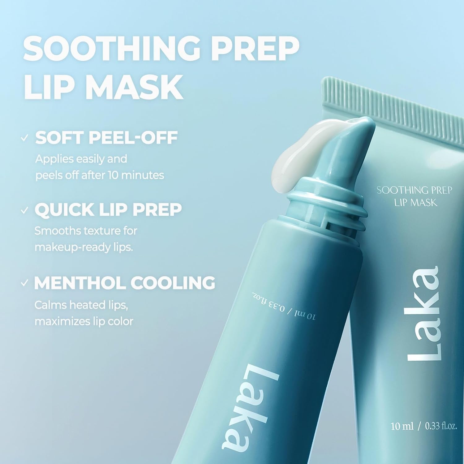 Soothing Prep Lip Mask | Gentle Peel-Off Lip Mask for Dead Skin & Flakes | Cooling Korean Lip Care for Makeup Prep | K-Beauty 0.33 Fl.Oz