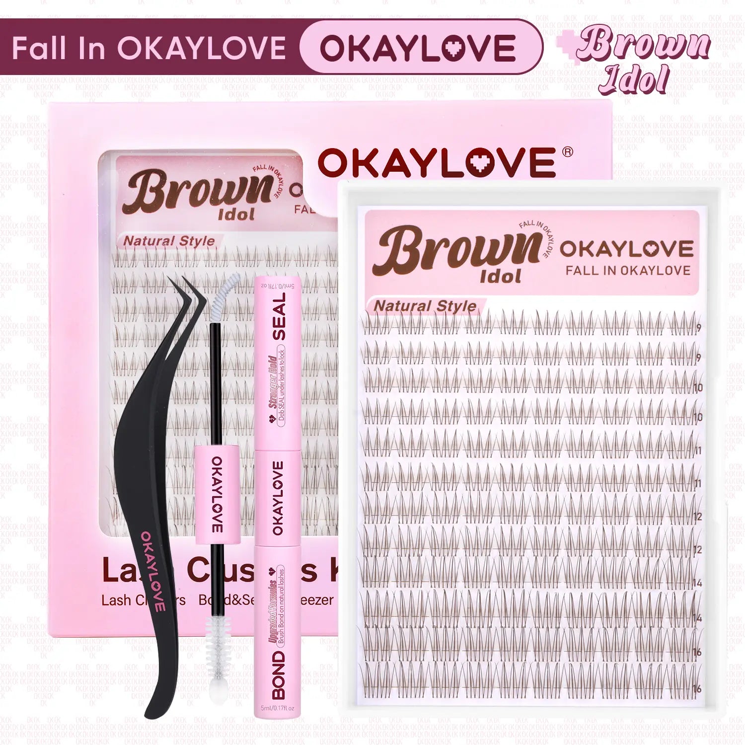 OKAYLOVE Idol | Brown Idol Lash Clusters Kit | D Curl Wispy Lash Extension Kit | Look like Real Lashes DIY Eyelash at Home for Natural Makeup Girl Gifts #Summervibes Dealsforyoudays
