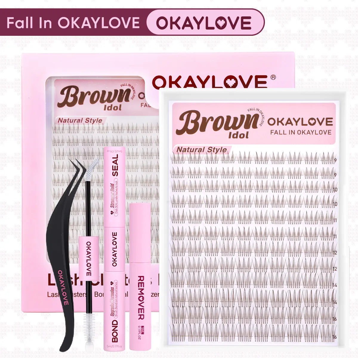 OKAYLOVE Idol | Brown Idol Lash Clusters Kit | D Curl Wispy Lash Extension Kit | Look like Real Lashes DIY Eyelash at Home for Natural Makeup Girl Gifts #Summervibes Dealsforyoudays